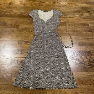 Laundry Pattered Faux Wrap Midi Dress w Belt